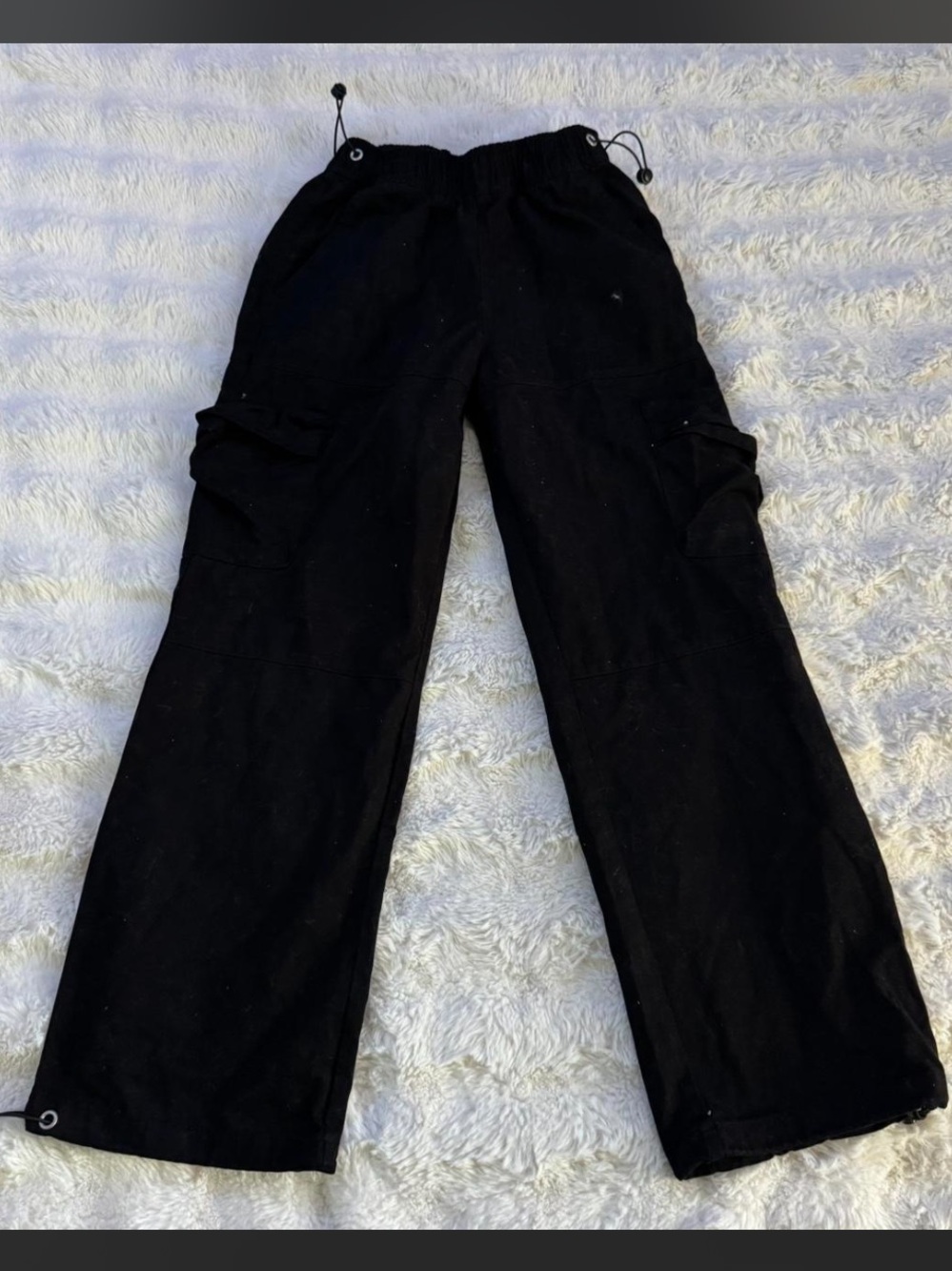 Forever 21 Black Cargo Pants with Drawstring Details